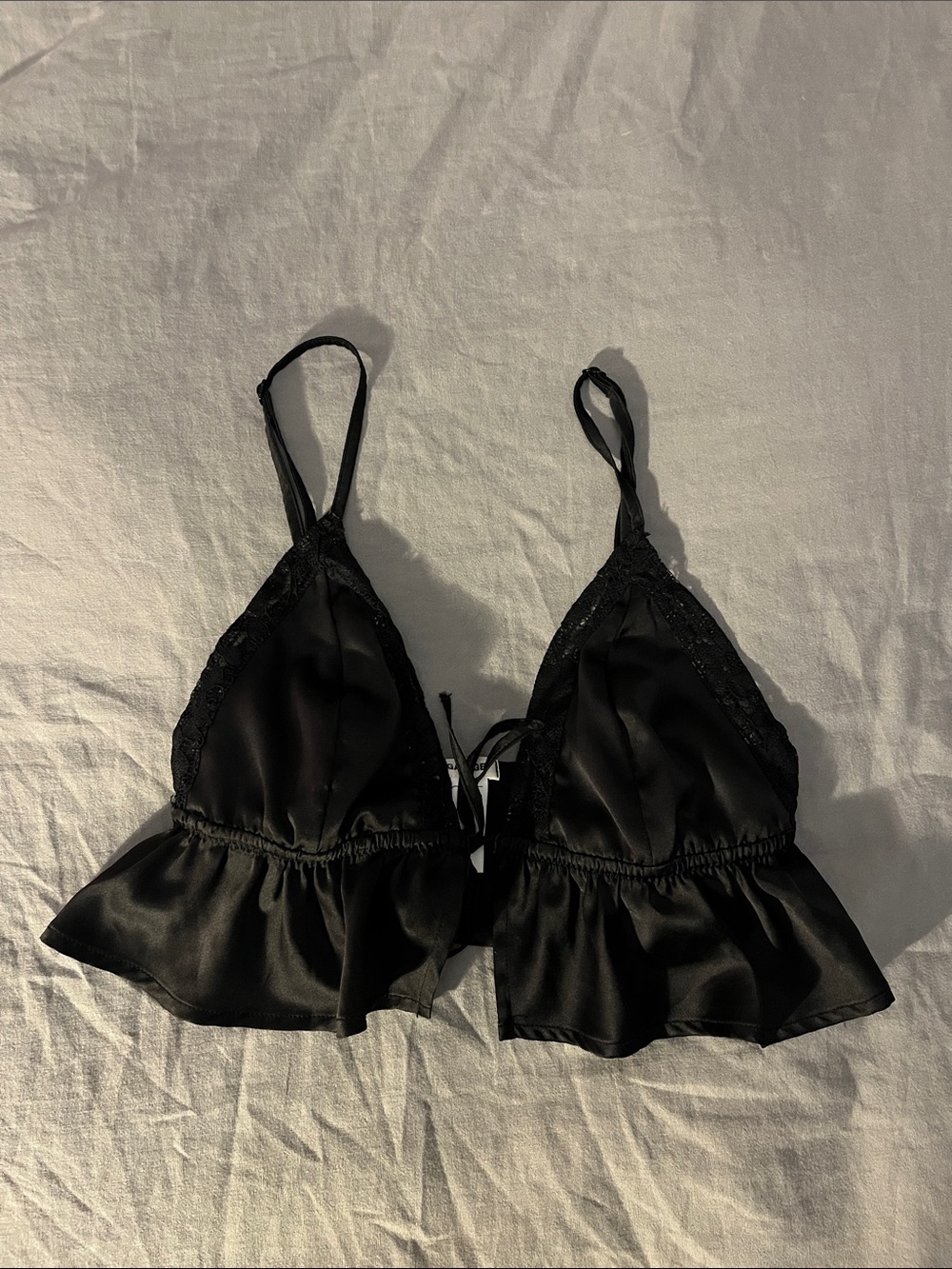 Garage Black Satin Lace Bralette